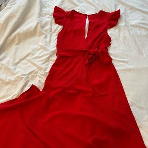 Formal Wide Leg Red Jumpsuit